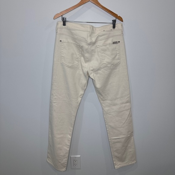 7 For All Mankind Men’s Slimmy Cream Distressed Jeans (34) - Picture 2 of 7